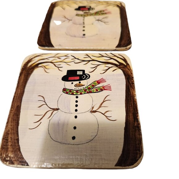Hand Painted Snowman Coaster Set With Box By The Foreside Company - Picture 10 of 16